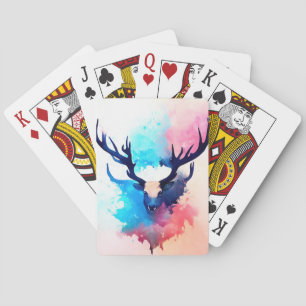 Stag Deer Wild Nature Animal Colors Art Painting Playing Cards
