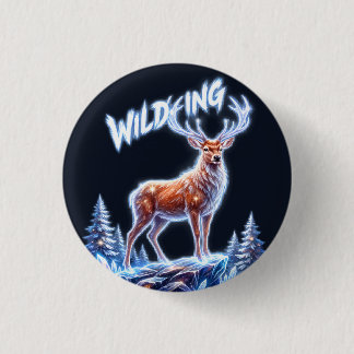 Stag Deer Winter Wonderland Christmas 3 Cm Round Badge