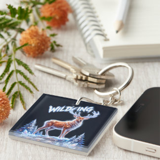 Stag Deer Winter Wonderland Christmas Key Ring