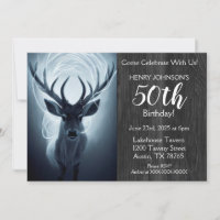 Stag Hunting Theme 50th Birthday Party Invitation