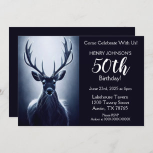 Stag Hunting Theme 50th Birthday Party Invitation
