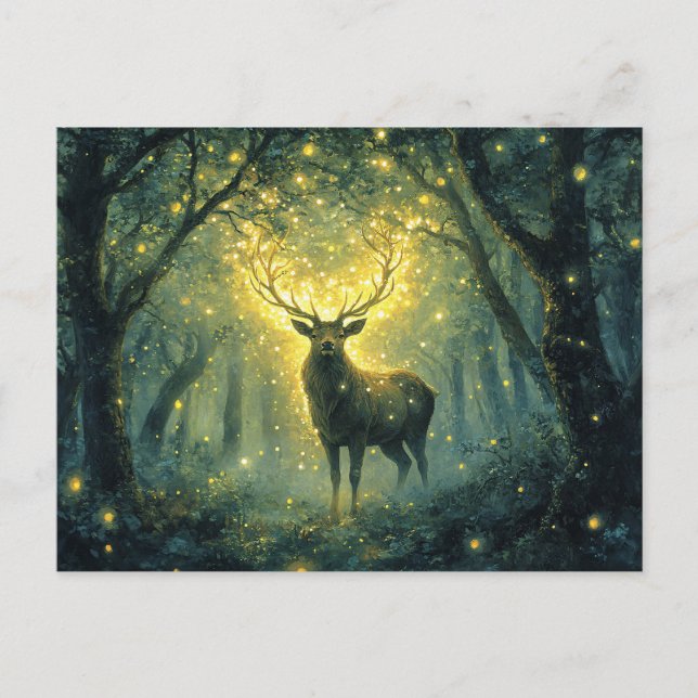 Stag in an Enchanted Forest Postcard (Front)