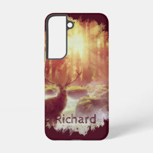 Stag in Misty Forest at Golden Sunrise Samsung Galaxy Case