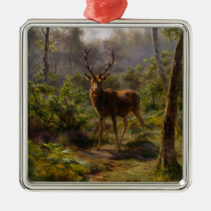 Stag (Male Deer) in the Woods (by Rosa Bonheur) Metal Tree Decoration