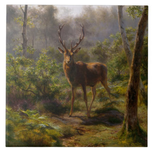 Stag (Male Deer) in the Woods (by Rosa Bonheur) Tile