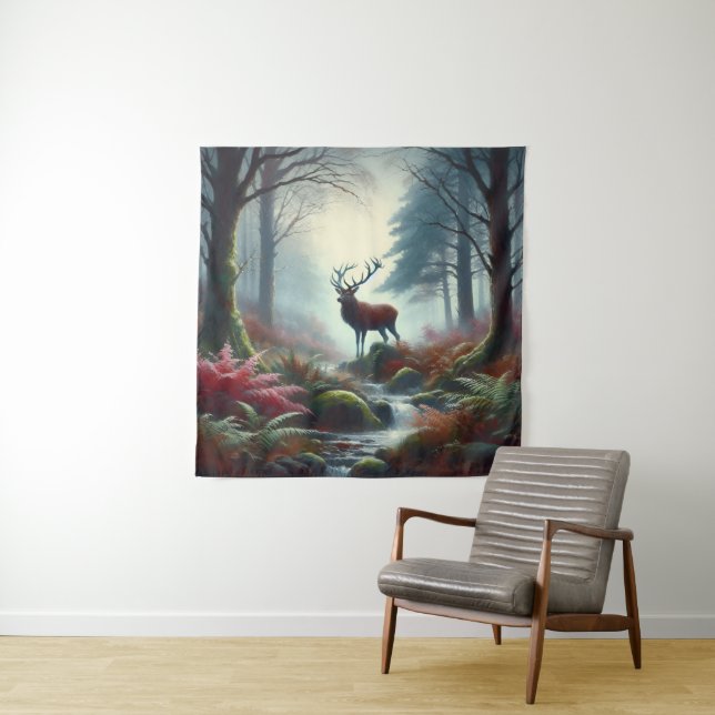 Stag Oil Painting Tapestry (In Situ)