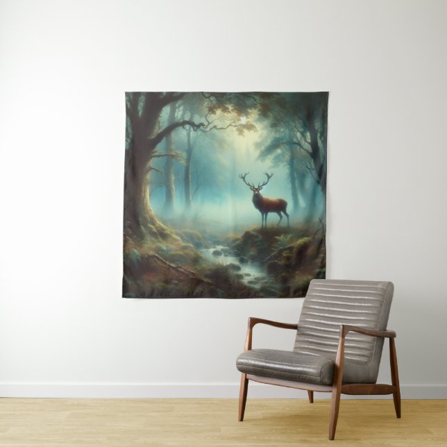 Stag Oil Painting Tapestry (In Situ)