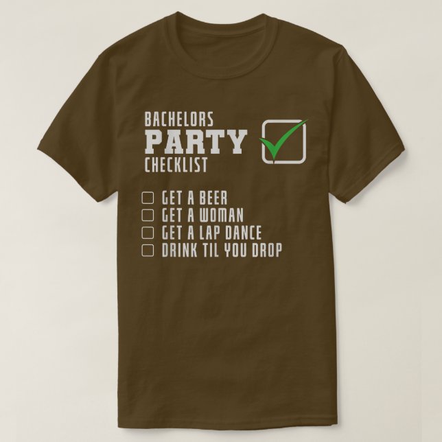 Stag Party Checklist  T-Shirt (Design Front)