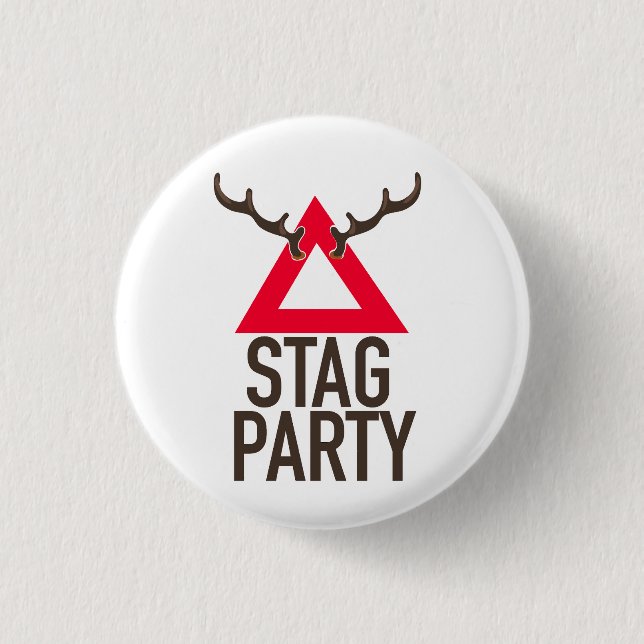 Stag party logo 3 cm round badge (Front)