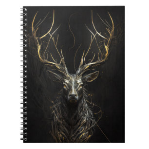 Stag Portrait Animal Nature Wildlife Dark Painting Notebook
