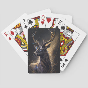Stag Portrait Animal Nature Wildlife Dark Painting Playing Cards