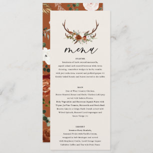 Stag rust terracotta floral rustic elegant modern menu
