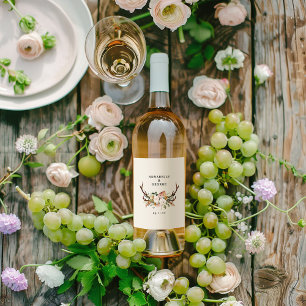 Stag rust terracotta pink rustic elegant rustic wine label