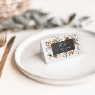 Stag rustic botanical wedding terracotta floral pl place card