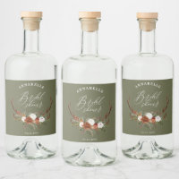 Stag rustic sage green botanical bridal shower