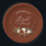 Stag rustic terracotta botanical bridal shower paper plate<br><div class="desc">Rustic floral,  botanical and stag antlers bridal shower design. With beautiful rust,  terracotta,  blush pink and sage green pampas grass eucalyptus watercolor details. This modern elegant design is sure to set the style for your big day.</div>