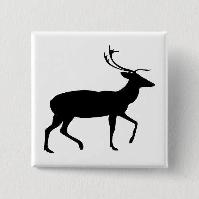 Stag Silhouette 15 Cm Square Badge (Front)