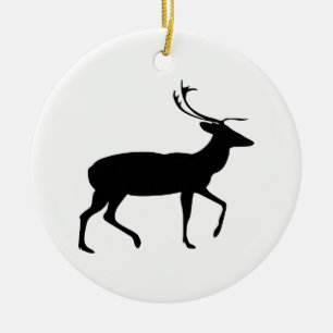 Stag Silhouette Ceramic Tree Decoration