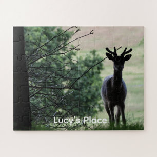 Stag Silhouette Woodland Photo Personalised Jigsaw Puzzle