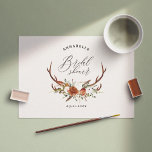 Stag terracotta rust floral elegant bridal shower  postcard<br><div class="desc">Rustic foliage,  floral and stag antlers bridal shower party invitation card. With beautiful watercolor foliage,  white,  terracotta,  rust and plush pink florals complemented with modern black and sage green design and elegant script hand writing. This modern invite is sure to set the style for your upcoming party.</div>