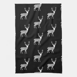stag venison deer elk game hunt butcher meat cuts tea towel