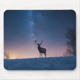 Stag Wild Majestic Animal On A Starry Galaxy Night Mouse Pad