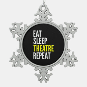 Stage Actor Gift T - Eat Sleep Actress Repeat Snowflake Pewter Christmas Ornament