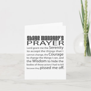 Stage Manager's Prayer Card