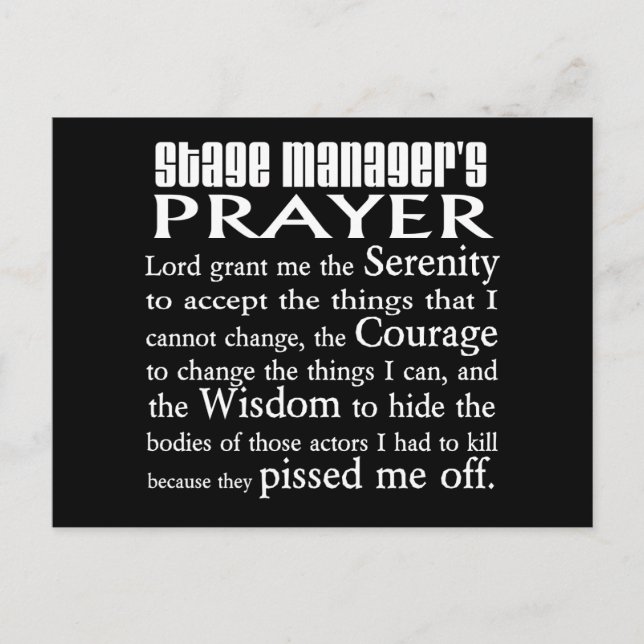Stage Manager's Prayer Postcard (Front)
