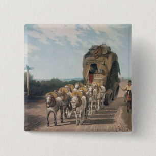 Stage Waggon, engraved by J. Baily 15 Cm Square Badge