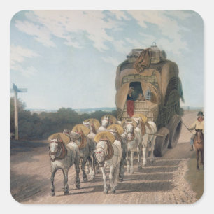 Stage Waggon, engraved by J. Baily Square Sticker