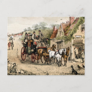 Stagecoach outside a coaching inn postcard