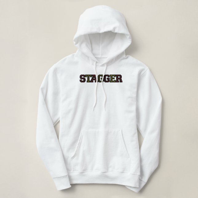 Stagger Women's White Hoodie (Design Front)