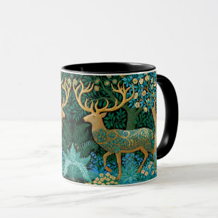 Stags & Forest William Morris Style Painting Art Mug