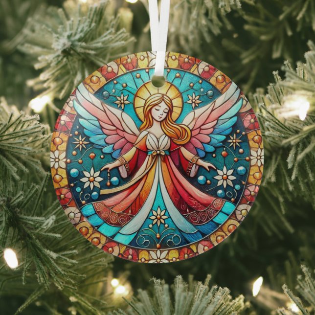 Stain Glass Christmas Angel Tree Decoration (Insitu)