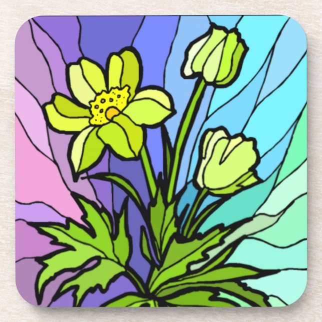 Stain Glass Daisy Coasters (Front)