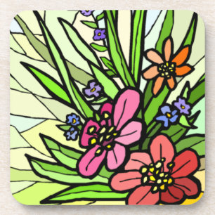 Stain Glass Flower Garden Coasters