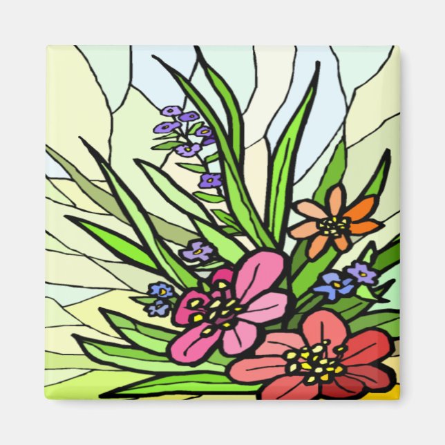 Stain Glass Flower Garden Magnet (Front)