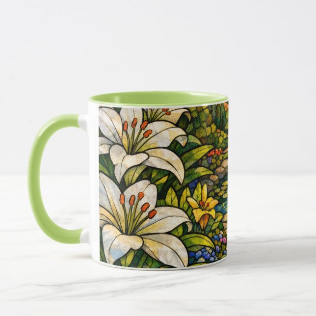 Stain Glass Lilies and Sunshine Mug (Left)