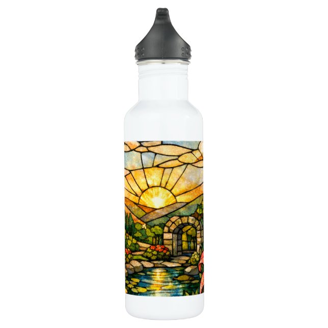 Stain Glass Lilies Butterflies Sunshine 710 Ml Water Bottle (Right)