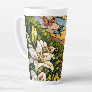 Stain Glass Lilies Butterflies Sunshine Latte Mug