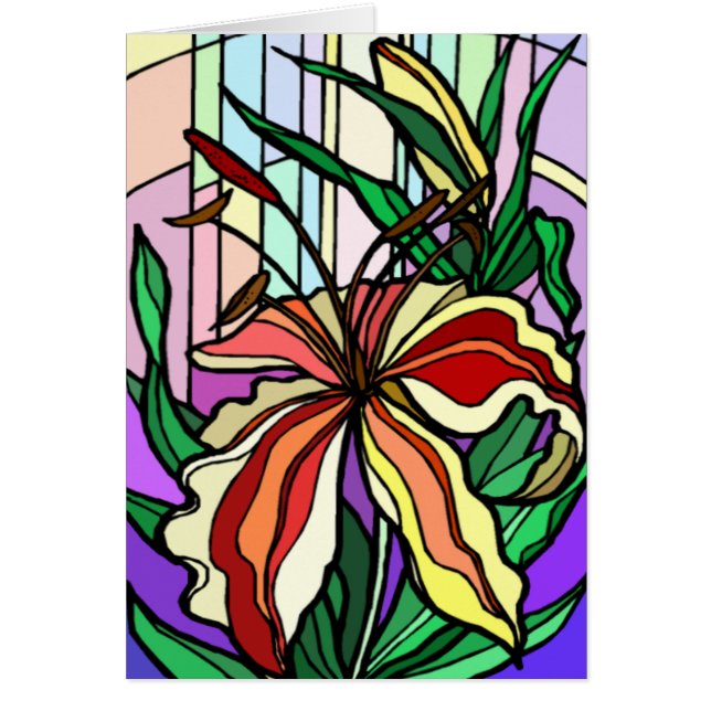 Stain Glass Lily Card (Front)