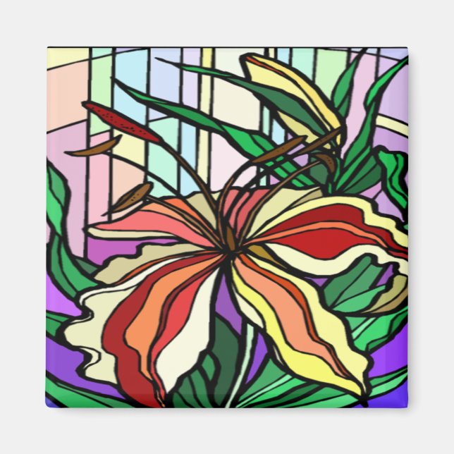 Stain Glass Lily Magnet (Front)