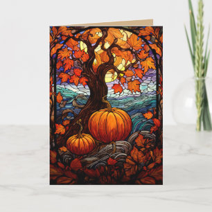 STAIN-GLASS OF FALL THINKING OF YOU CARD