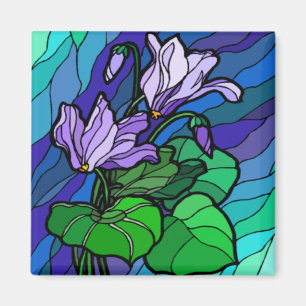Stain Glass Purple Flower Magnet