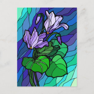 Stain Glass Purple Flower Post Card