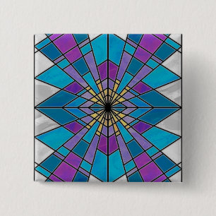 Stain Glass Ray Blue and Purple 15 Cm Square Badge