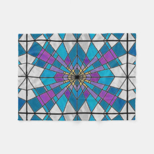 Stain Glass Ray Blue and Purple Fleece Blanket