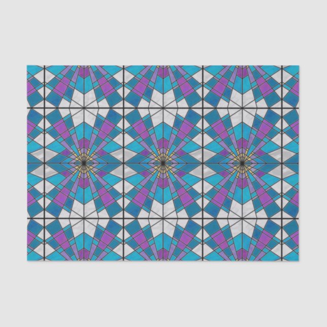 Stain Glass Ray Blue and Purple Tissue Paper (Front)