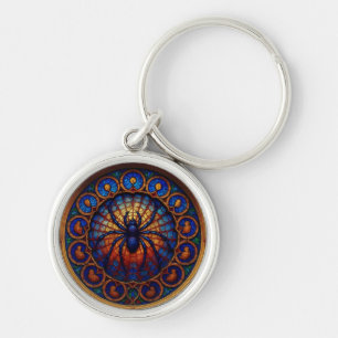 Stain Glass Spider Keychain